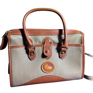 Dooney & Bourke Vintage Taupe Leather Satchel Crossbody Bag Purse